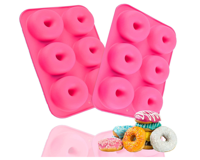 Silicone Donut Mold - Non-Stick Silicone Doughnut Pan Set, Just Pop Out! Heat Resistant, Make Perfect Donut Cake Biscuit Bagels, BPA FREE and Dishwasher Safe, Set of 2