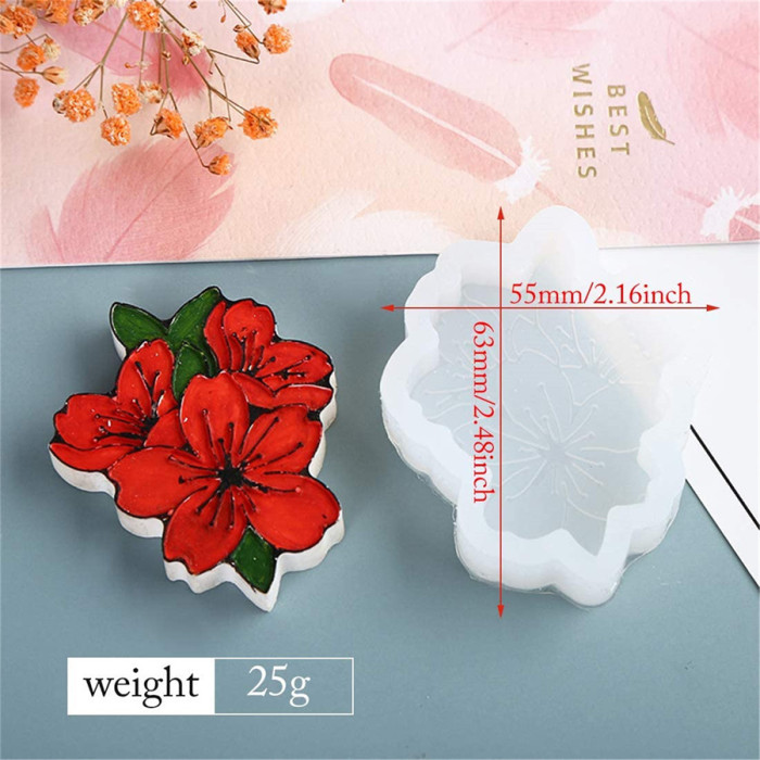 6 Pcs Keychain Charm Epoxy Resin Silicone Molds Flower Bouquet Casting Molds for DIY Plaster UV Resin Crafts Tag Badge Wedding Favors Deco
