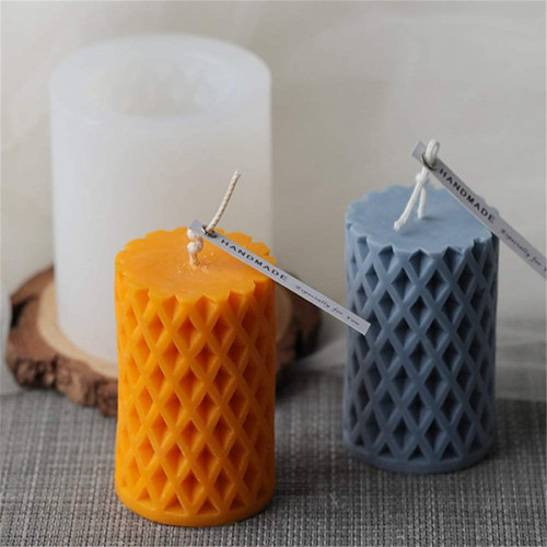 3D Mesh Cylindrical Candle Mold DIY Candle Aromatherapy Mould Silicone Mold Handmade Soap Mold Silicone Crafts Art Supplies Moulds