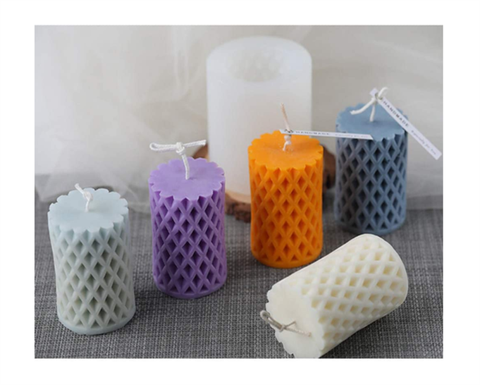 3D Mesh Cylindrical Candle Mold DIY Candle Aromatherapy Mould Silicone Mold Handmade Soap Mold Silicone Crafts Art Supplies Moulds