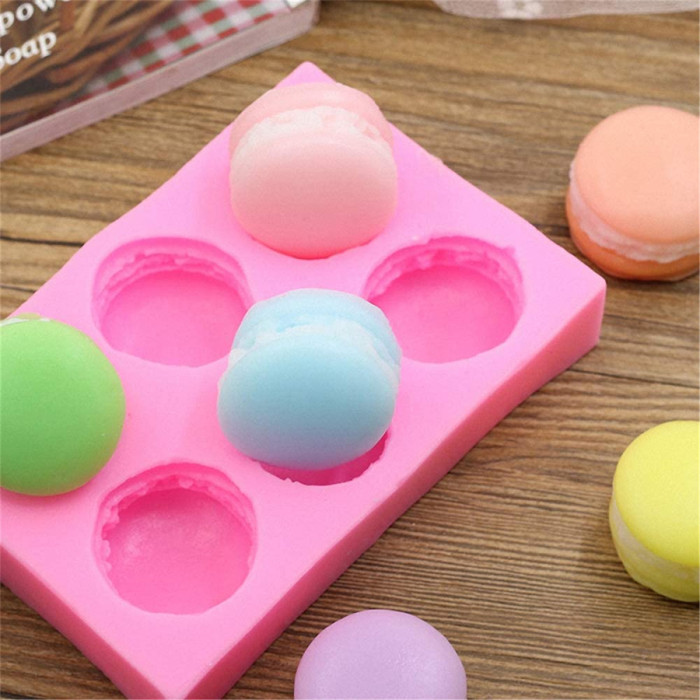 6-Cavity 3D Macaroon/Macaron Hamburger Silicone Mold for Fondant, Cake/Cupcake Decorating, Baking, Gum Paste, Chocolate, Candy, Polymer clay, Mini Soap, Bath Bomb