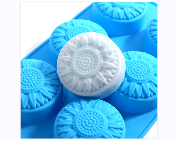 Round Daisy Flower Soap Cake Lotion Bar Jello Muffin Mooncake Silicone Mold