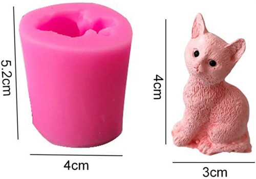 3D Kitten Candle Mold Small Size Cute Cat Silicone Mold for Fondant, Mini Soap, Polymer Clay, Wax, Crayon
