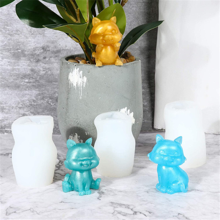3 PCS 3D Cat Mold Candle Mold Resin Cat Mold Handmade Soap Ornament Mold Silicone Molds Candle Making Supplies Cake Mold Fondant Cake Decorating Tools