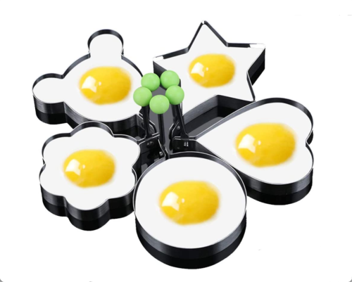 Fried Egg Mold Ring Set of 5 - Stainless Steel Non-Stick Egg Shaper Ring Egg Ring Pancake Mold Non-Stick Kitchen Cooking Tools