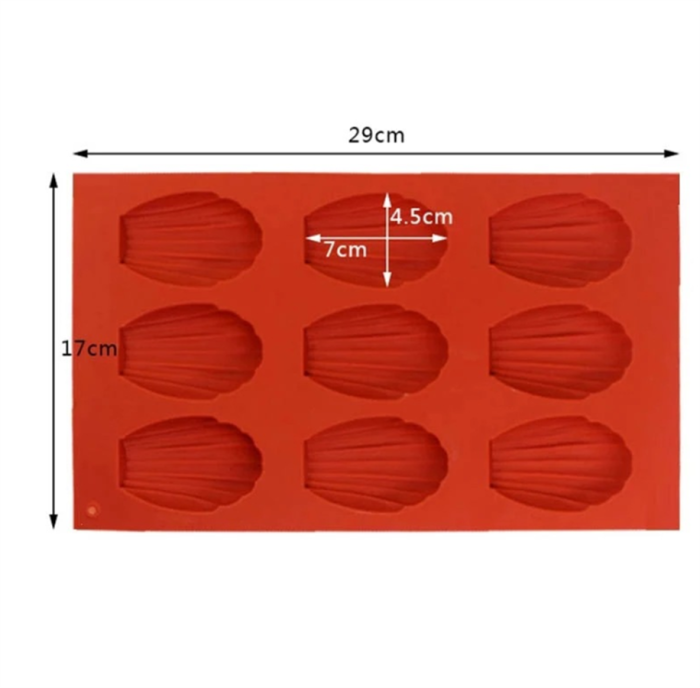 2Pcs 9Cavity Cavity Shell Shaped Baking Mold Non-Stick Rectangular Cake Tray for Chocolate Cookie Dessert Candy Soap Ice Cube