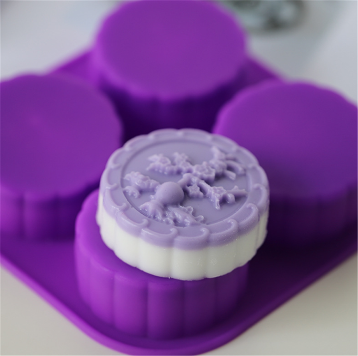 4-Cavity Four Seasons Tree Soap Round Silicone Molds Candle Making for Homemade