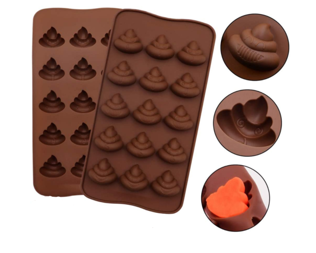 2Pcs Poop Silicone Molds, Silicone Funny Poop Molds for Chocolate, Cake, Candy, Pudding, Fondant, Poop Emotion Baking Mold, Soap Molds for Soap Making, 15 Cavities