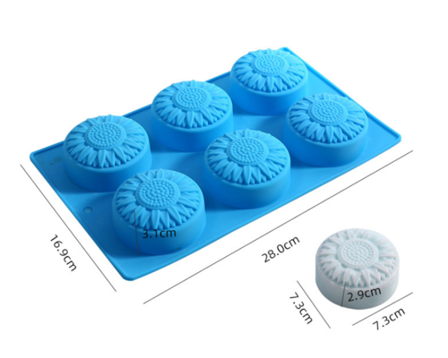 Round Daisy Flower Soap Cake Lotion Bar Jello Muffin Mooncake Silicone Mold