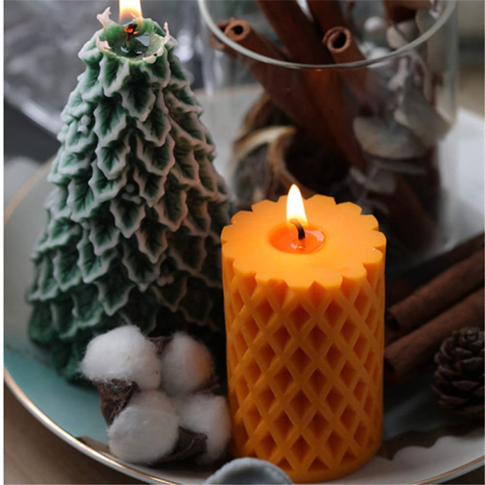 3D Mesh Cylindrical Candle Mold DIY Candle Aromatherapy Mould Silicone Mold Handmade Soap Mold Silicone Crafts Art Supplies Moulds