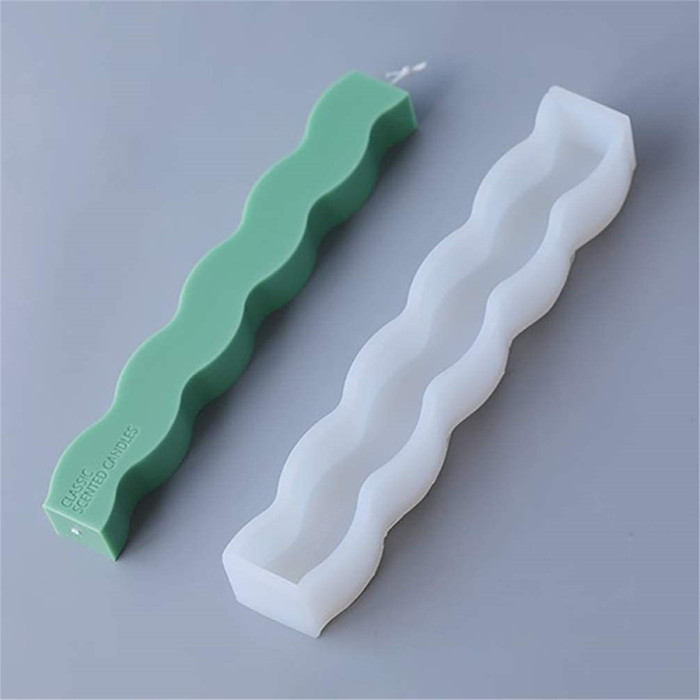 3D Pillar Candle Mold, Stand Long Wave Silicone Molds, Durable Resin Casting Epoxy Mold for Candles Soap Wax Making Handmade DIY Gifts