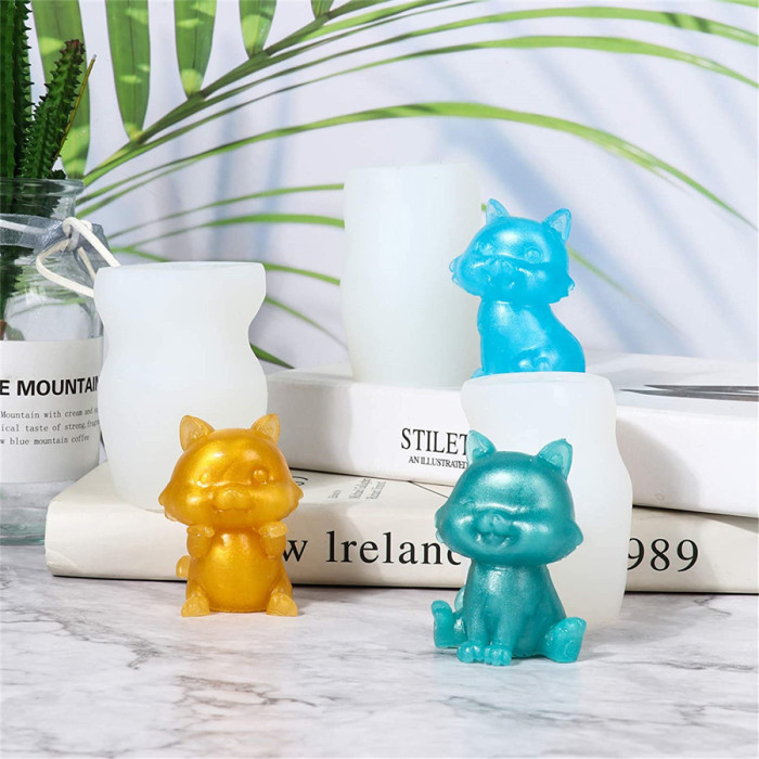 3 PCS 3D Cat Mold Candle Mold Resin Cat Mold Handmade Soap Ornament Mold Silicone Molds Candle Making Supplies Cake Mold Fondant Cake Decorating Tools