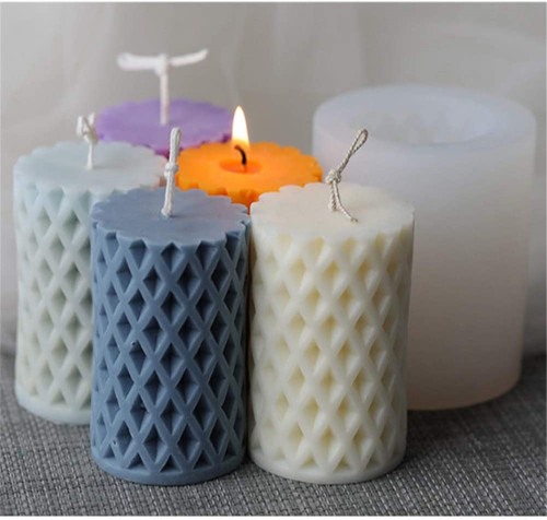 3D Mesh Cylindrical Candle Mold DIY Candle Aromatherapy Mould Silicone Mold Handmade Soap Mold Silicone Crafts Art Supplies Moulds