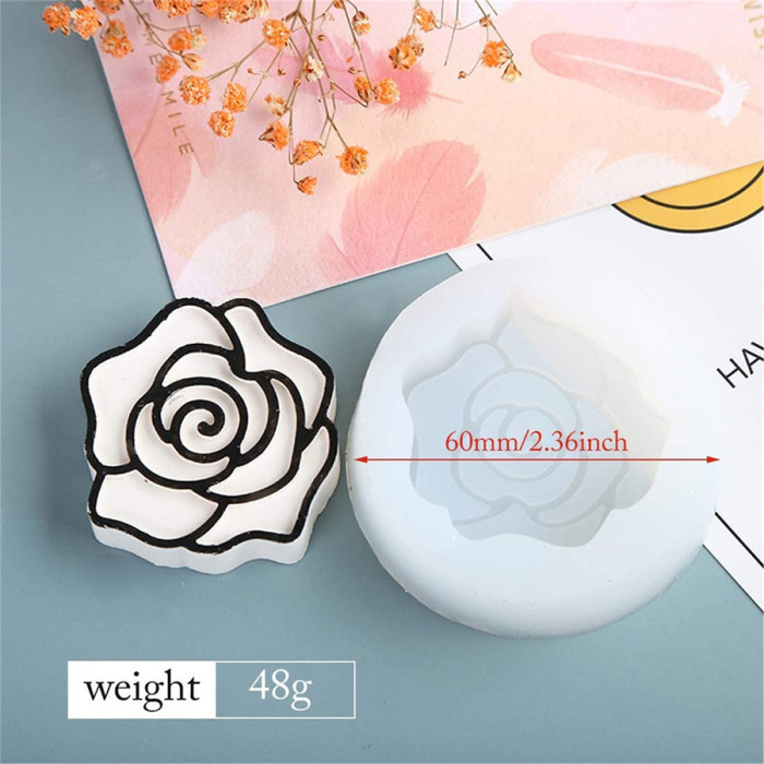 6 Pcs Keychain Charm Epoxy Resin Silicone Molds Flower Bouquet Casting Molds for DIY Plaster UV Resin Crafts Tag Badge Wedding Favors Deco