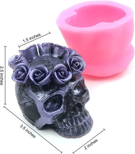 3D Large Rose Skull Silicone Molds for Epoxy Resin, Fondant Cake Decorating, Concrete, Cement, Polymer Clay