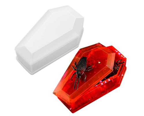 Halloween Resin Silicone Molds, Resin Coffin Molds Storage Box Molds, Halloween Decorative Casting Mold for Halloween Theme DIY Making Supplies