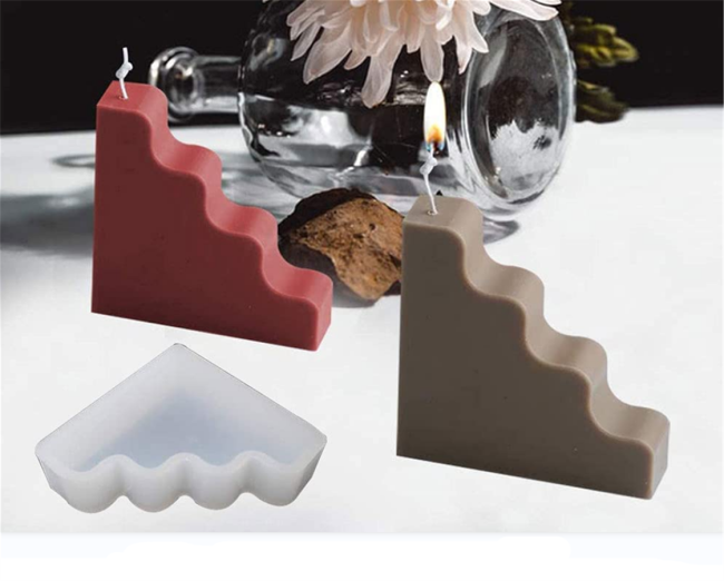 Candle Mould Silicone Mold 3D Geometric Stairs Shape for DIY Scented Candle Soap Gift Wax Craft Making Home Wedding Party Decoration and Fun Gift