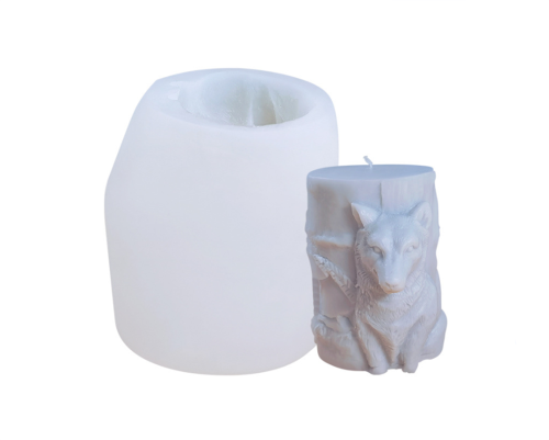 Wolf Design Pillar Silicone Candle Mould 3D Decorated Candle Wax Molds Animal Resin Gypsum Crafts Silicone Moulds