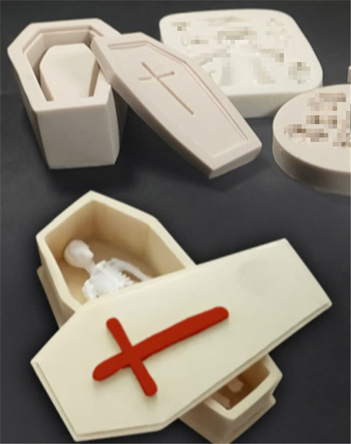 Coffin  Silicone Fondant Mold 3D Horror Cemetery  Elements Chocolate Mold Halloween DIY Resin Epoxy Craft for Baking Candy Cake Topper Casket Shape Jewelry Box