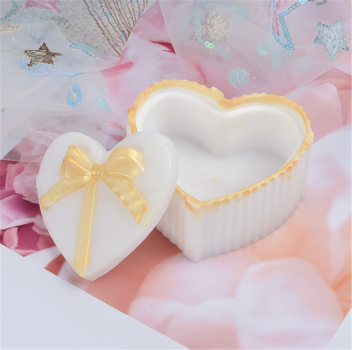 Storage Box Resin Molds,Stripe Silicone Epoxy Resin Bow-Knot Jewelry Box Making Mold(Heart, Oval),DIY Box Epoxy Molds for Resin Crafts