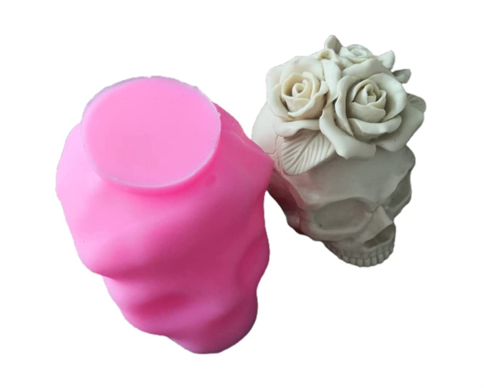 3D Rose Flower Skull Resin Mold Home Decorations Ornaments Casting Silicone Mould DIY Crafts Plaster Candle Making Tools