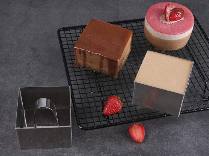 5 Pack Stainless Steel Cake Rings,Mousse and Pastry Mini Baking Cake Ring Mold with Pusher,Cookie Cutters Set for Baking,Small Cake Ring Set for Kids Girls ,Salad Dessert Mold and Cake Decorating Tool (Round,Heart,Plum Blossom,Square,Triangle)