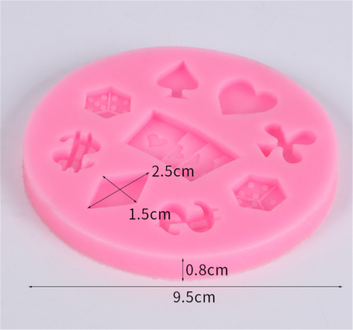 Poker And Dollar 3D Silicone Fondant Cake Mold For Cake Decorating Baking Mould