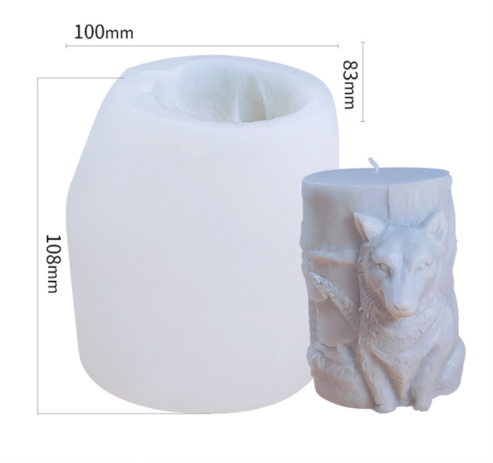 Wolf Design Pillar Silicone Candle Mould 3D Decorated Candle Wax Molds Animal Resin Gypsum Crafts Silicone Moulds