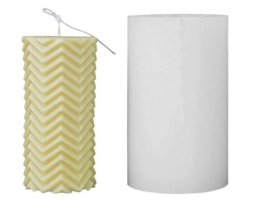 Silicone Mold 3D Cylinder Shape Candle Molds with Texture for DIY Gift Scented Candle Craft Making Wax Decoration