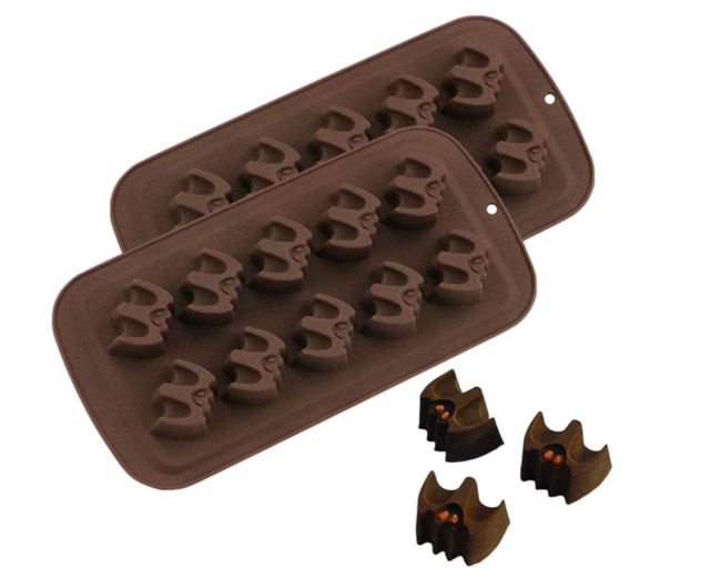 2Pack Halloween Bat Chocolate Candy Molds, Bat Silicone Fat Bomb Gummy Mini Soap Crayon Melt Mould Ice Cube Trays Halloween Party Favor Decoration Supplies