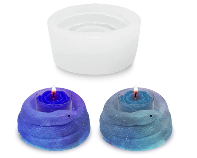 Candle Holder Silicone Mold Snake Ring Shape Candlestick Resin Mold Handmade DIY Craft Mini Creative Flower Pot Casting Mold Succulent Plant Container Epoxy Resin Molds Jewelry Desktop Ornaments