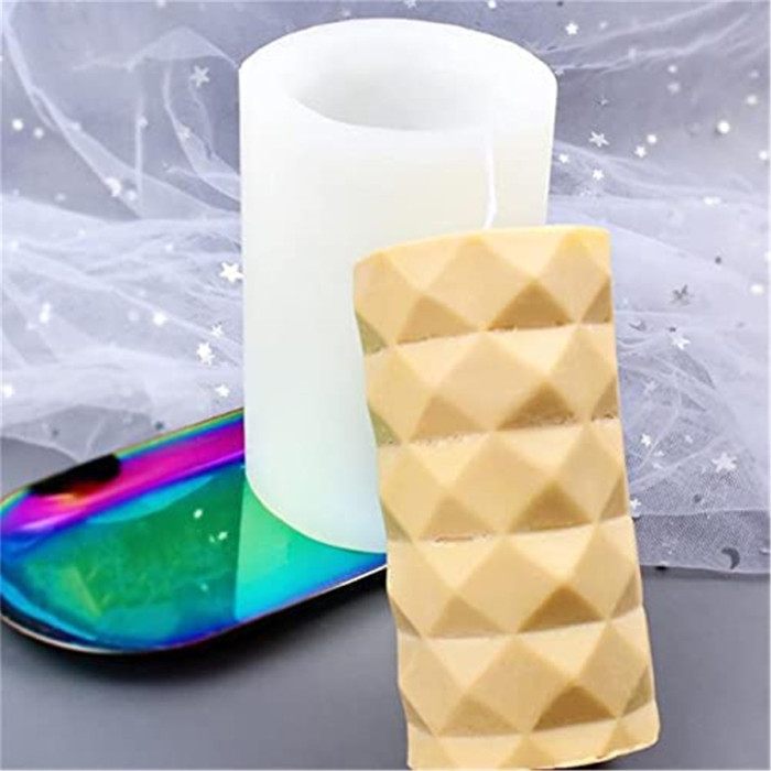 3D Silicone Candle Molds Geometric Cylindrical Shape Silicone Mould for Making DIY Homemade Beeswax Candles Bath  Soap Lotion Bar Wax Melts