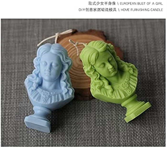 Candle Molds Silicone Mold for Candle Making European Girl Head Candles Resin Mould Epoxy Resin Casting Molds DIY Aromatherapy Candles, Wax, Soaps, Polymer Clay