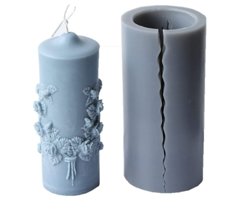 3D Rose Candle Molds,Cylinder Shape Rose Flower Carved Silicone Candle Molds for Making DIY Wedding Art Candles,Bath Bomb, Soap,Lotion Bar,Crayon,Wax