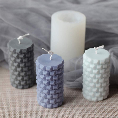 Candle Moulds,Soap Moulds Silicone,Silicone Moulds,Silicone Bee Honeycomb Cylindrical Candle Mould 3D DIY Geometric Mould Decoration for Soap Ice Creams Chocalate （Random Color）
