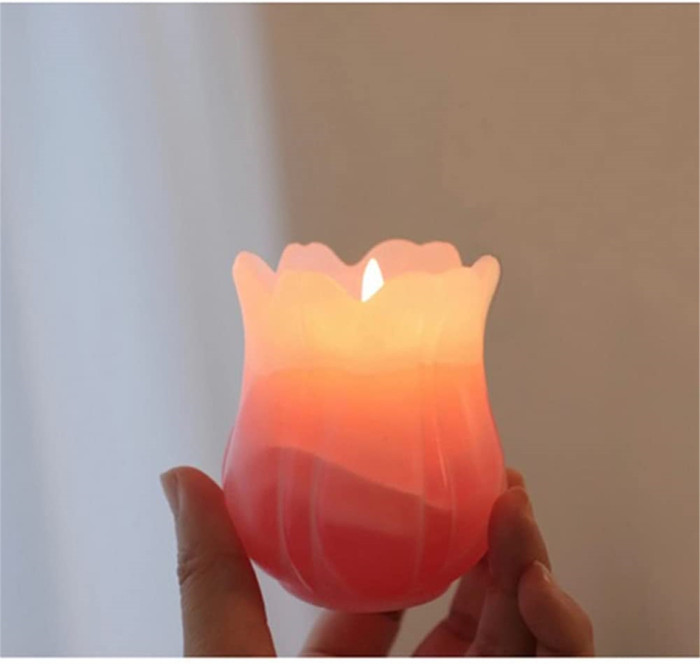 Silicone Candle Mold, 3D Handmade Soap Mould,Tulip Flower Shape Mold,Fondant Chocolate Baking Molds ,Polymer Clay Casting Mold for Candle Making Home Decoration