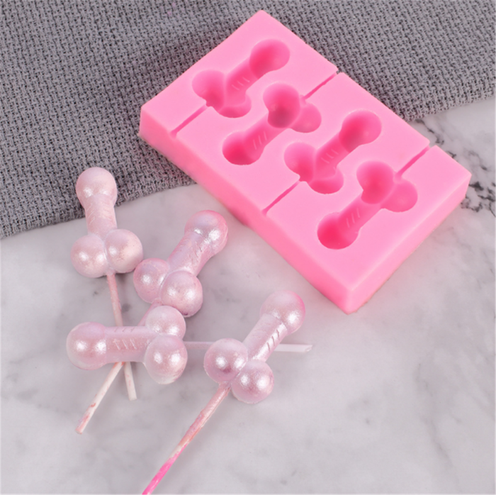 Silicone Lollipop Molds, 4-Capacity penis mold Sucker Molds,Chocolate Hard Candy Molds, Ice Molds, Great for Lollipop, Sucker, Chocolate, Cake pop