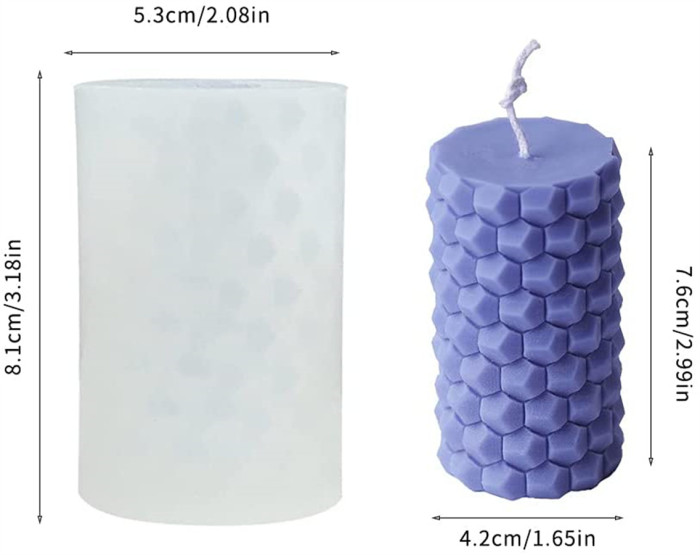 Candle Moulds,Soap Moulds Silicone,Silicone Moulds,Silicone Bee Honeycomb Cylindrical Candle Mould 3D DIY Geometric Mould Decoration for Soap Ice Creams Chocalate （Random Color）