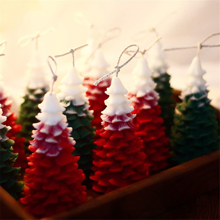 Silicone Christmas Pine Tree Candle Molds DIY Baking Molds Soap Molds Candle Making Supplies Ideal Moulds for Christmas Party