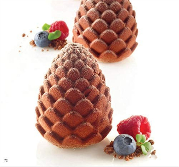 8-Cavity 3D Pinecone Silicone Baking Mold for Candles, Pinecone Silicone Mold for Soap, Mousse Cake Mold, French Dessert Mold, Cake Decorating Tools, Nonstick & Easy Release, Pinecone Shaped