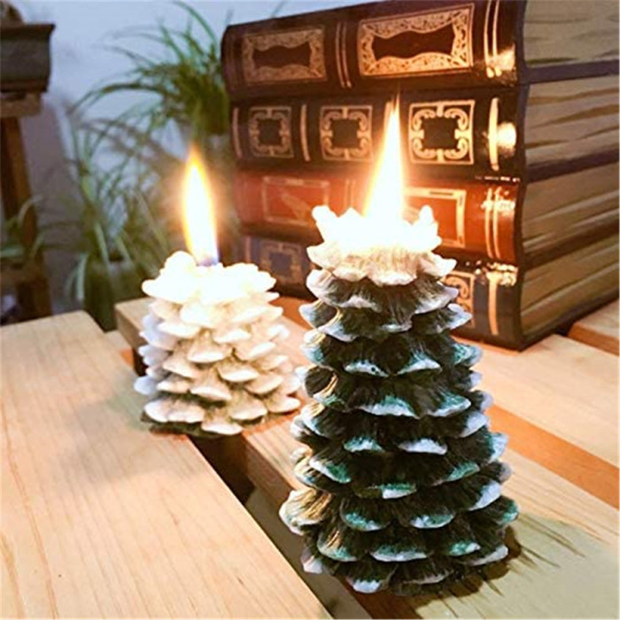 Silicone Christmas Pine Tree Candle Molds DIY Baking Molds Soap Molds Candle Making Supplies Ideal Moulds for Christmas Party