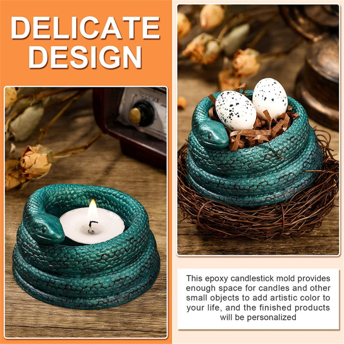 Candle Holder Silicone Mold Snake Ring Shape Candlestick Resin Mold Handmade DIY Craft Mini Creative Flower Pot Casting Mold Succulent Plant Container Epoxy Resin Molds Jewelry Desktop Ornaments