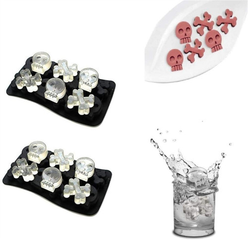 3D Skull and Crossbones Small Silicone Molds for Candy Chocolate Cake Baking for Halloween, Whisky Cocktail, DIY Bath bomb Dog treat Soap Candle Molds