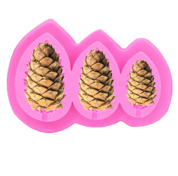 Silicone 3D Pinecones Shaped Cake Molds, Adorable Creative 3 Cavities Kitchen Gadget DIY Mold For Chocolate Cooking Utensils Bakeware Tools