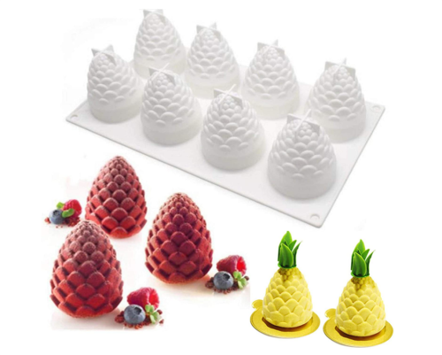 8-Cavity 3D Pinecone Silicone Baking Mold for Candles, Pinecone Silicone Mold for Soap, Mousse Cake Mold, French Dessert Mold, Cake Decorating Tools, Nonstick & Easy Release, Pinecone Shaped