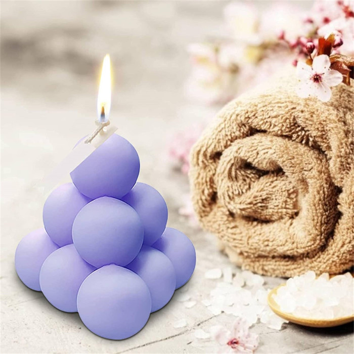 Round Pyramid Geometry Mould Magic Ball Silicone Aromatherapy Candle Plaster Handmade Soap judicious