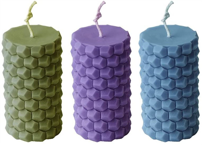 Candle Moulds,Soap Moulds Silicone,Silicone Moulds,Silicone Bee Honeycomb Cylindrical Candle Mould 3D DIY Geometric Mould Decoration for Soap Ice Creams Chocalate （Random Color）