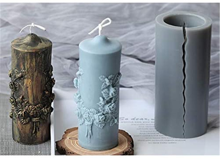 3D Rose Candle Molds,Cylinder Shape Rose Flower Carved Silicone Candle Molds for Making DIY Wedding Art Candles,Bath Bomb, Soap,Lotion Bar,Crayon,Wax
