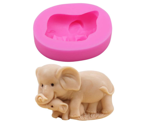 Mother and Baby Elephant Soap Molds, Elephant Silicone Molds for Chocolate Fondant Cake Decorating Baby Shower Art Silicone Soap Craft DIY Handmade Molds (Random Color)