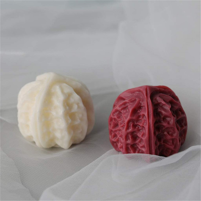 DIY 3D Walnut Candle Mold Creative Nut Shape Candle Making Mold Homemade Fondant Cake Bakeware Tray Sugarcraft Chocolate Muffin Baking Mold Kitchen Dough Decorating Tool Art Craft Making Tools